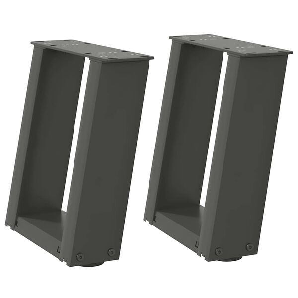 vidaXL Patas para mesa de centro en forma de U (2 unidades), antracita, 30 x (30-31) cm, acero