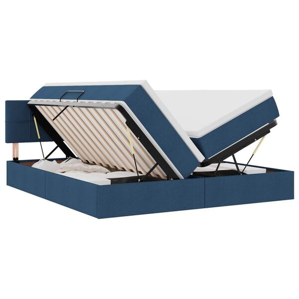 vidaXL Cama con almacenamiento Azul 180 x 200 cm Cuero sint&eacute;tico
