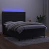 vidaXL Cama box spring colch&oacute;n y LED terciopelo negro 140x190 cm