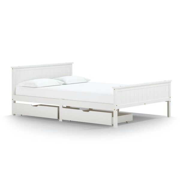 vidaXL Estructura de cama sin colch&oacute;n madera pino blanco 140x200 cm