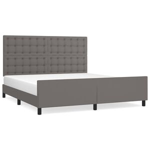 vidaXL Estructura de cama con cabecero cuero sint&eacute;tico gris 180x200cm