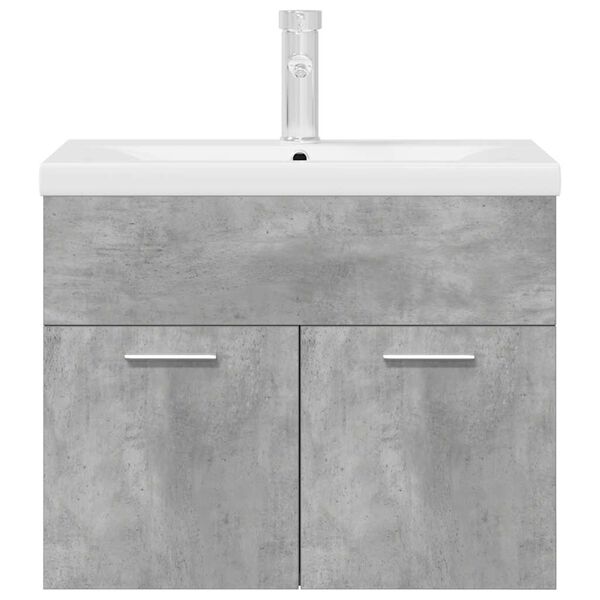 vidaXL Mueble de ba&ntilde;o con lavabo incorporado y grifo gris hormig&oacute;n