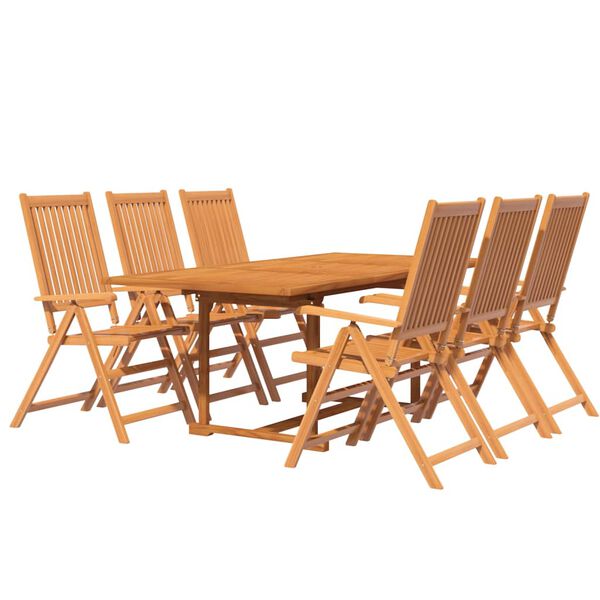 vidaXL Juego de comedor de jard&iacute;n 7 piezas madera maciza de acacia 150-200 cm
