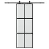 vidaXL Puerta corredera con herrajes negro 76x205 cm vidrio templado