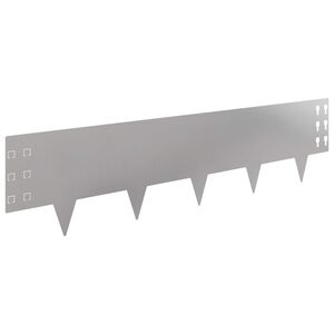 vidaXL Borde de C&eacute;sped 10 uds. 100 x 25 cm Acero Plateado
