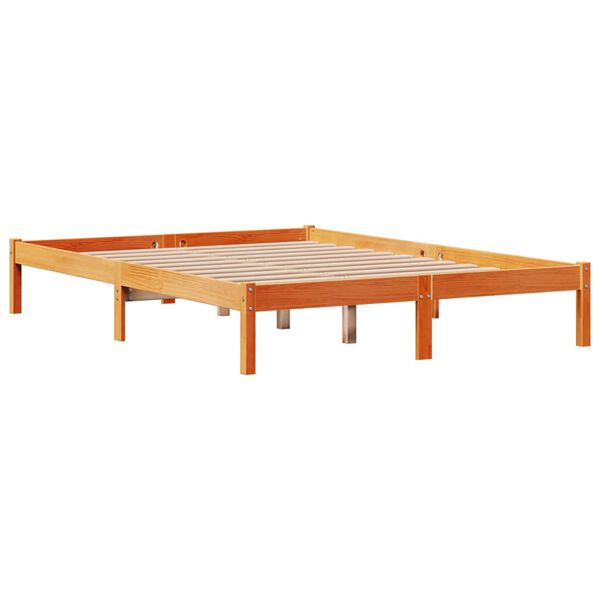vidaXL Estructura cama con cabecero madera pino marr&oacute;n cera 140x190 cm