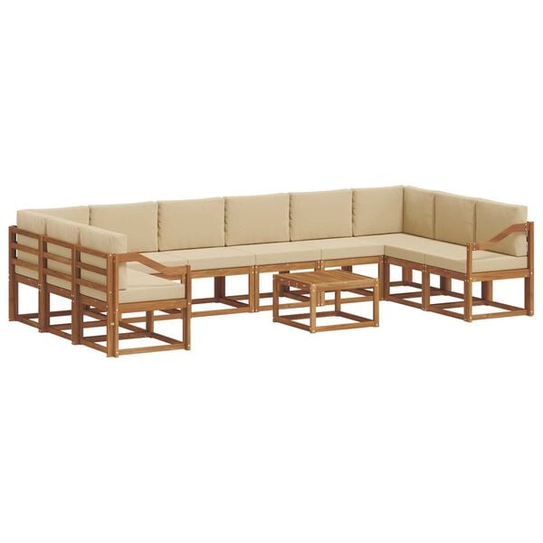 vidaXL Conjunto de sof&aacute;s de exterior con coj&iacute;n 11 pcs Natural y Beige