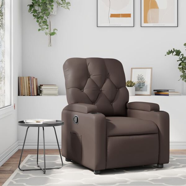 vidaXL Sill&oacute;n reclinable de cuero sint&eacute;tico marr&oacute;n