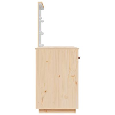 vidaXL Mesa tocador con LED madera maciza de pino 95x50x133,5 cm