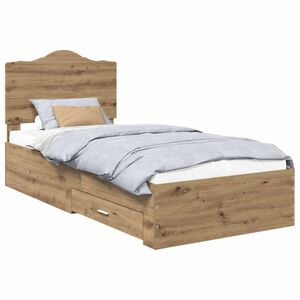 vidaXL Estructura de cama con cabecera Roble artesanal 90 x 190 cm