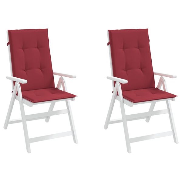 vidaXL Cojín silla de jardín respaldo alto 2 uds tela rojo 120x50x3 cm
