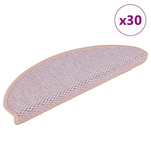 vidaXL Alfombra autoadhesiva escalera sisal 30 uds 65x21x4 cm rosa