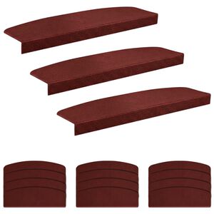 vidaXL Alfombrillas para escaleras 15 uds. 56 x 17 x 3 cm Burdeos