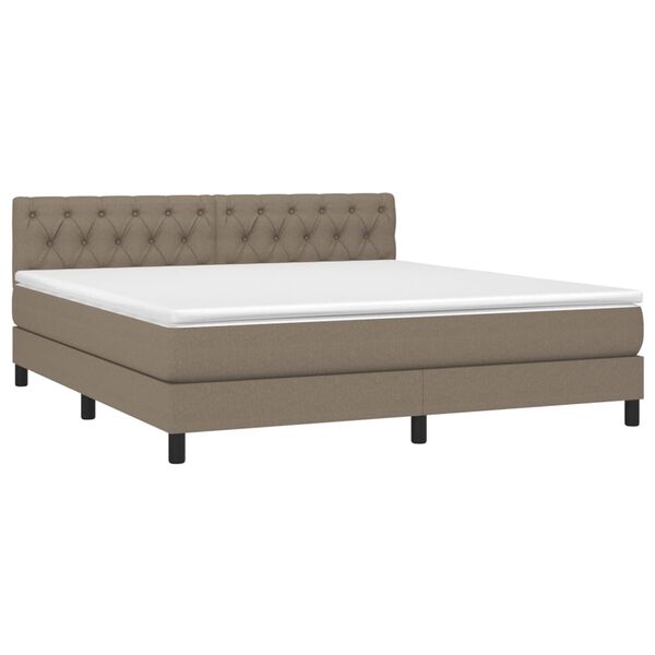 vidaXL Cama box spring con colch&oacute;n tela gris taupe 160x200 cm