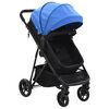 vidaXL Cochecito/Silla de beb&eacute; 2 en 1 acero azul y negro