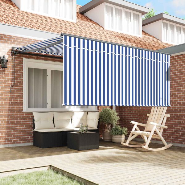 vidaXL Toldo Retr&aacute;ctil Azul y 350 x 250 cm Poli&eacute;ster y Aluminio