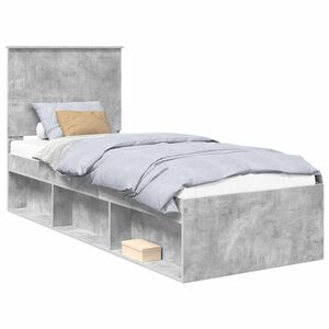 vidaXL Estructura de cama con cabecera Gris concreto 75 x 190 cm
