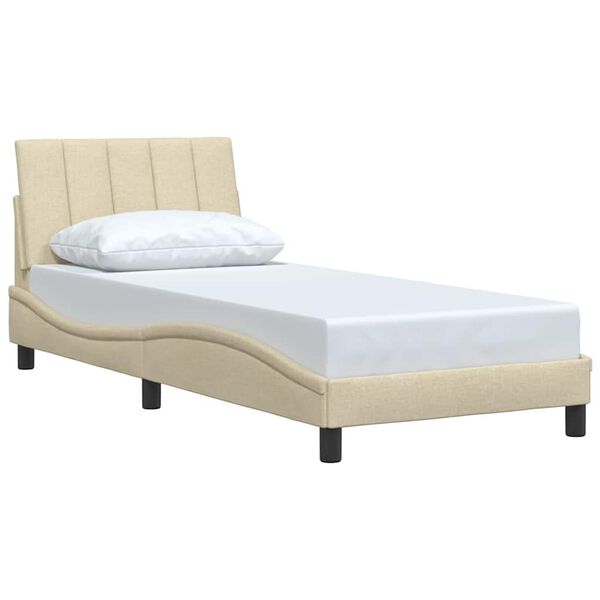 vidaXL Estructura de cama sin colch&oacute;n Hanko tela crema 90x200 cm