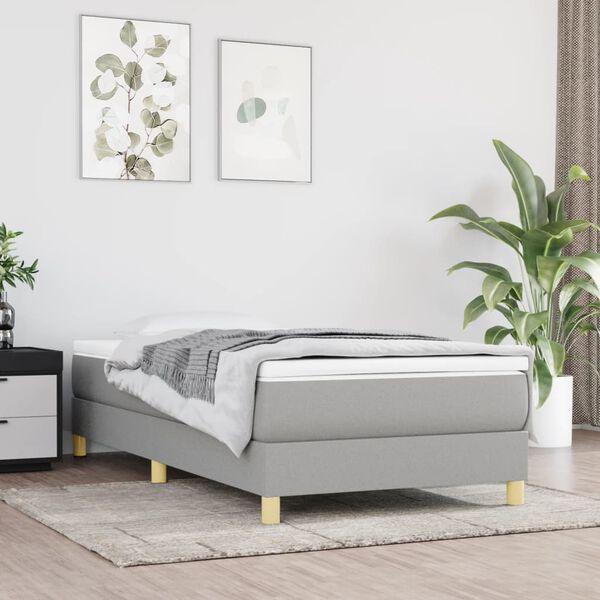 vidaXL Estructura de cama con somier tela gris claro 80x200 cm