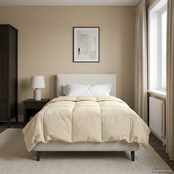 vidaXL Edred&oacute;n de Invierno Acolchado Crema 140 x 200 cm Microfibra