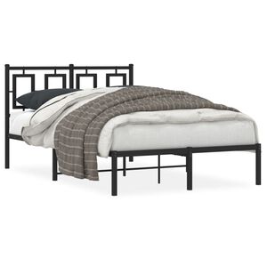 vidaXL Estructura cama sin colch&oacute;n con cabecero metal negro 120x190 cm