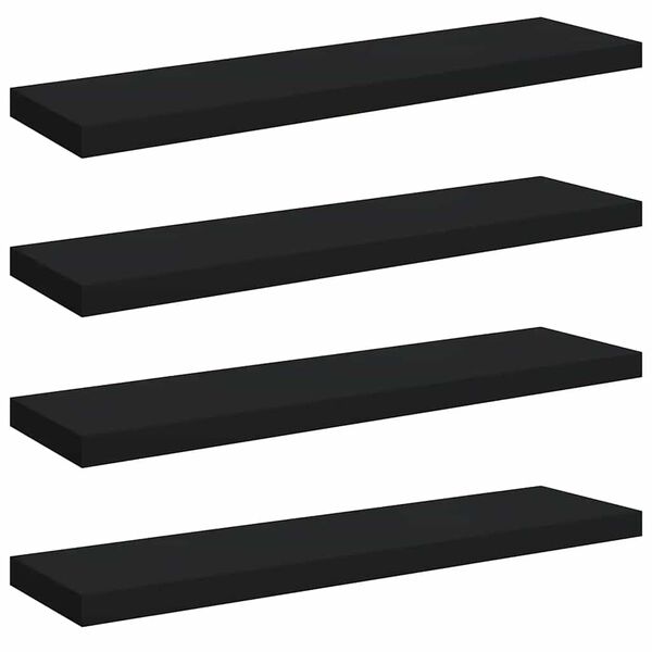 vidaXL Estantes flotantes de pared 4 uds MDF negro 90x23,5x3,8 cm
