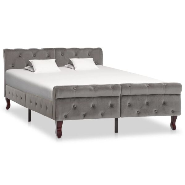 vidaXL Estructura de cama sin colchón terciopelo gris 120x200 cm