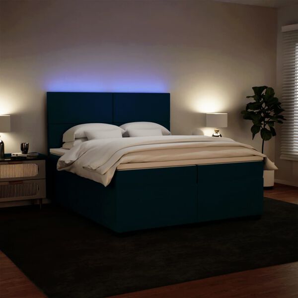 vidaXL Cama box spring con colch&oacute;n terciopelo azul 200x200 cm