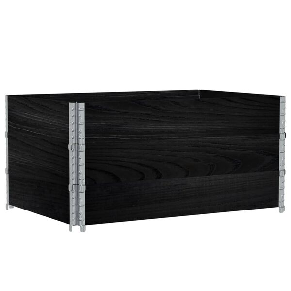vidaXL Collares de palets 3 uds madera maciza de pino negro 120x80 cm