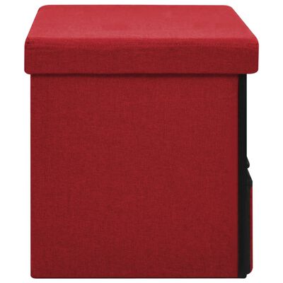 vidaXL Banco almacenaje plegable lino sintético rojo tinto 76x38x38 cm
