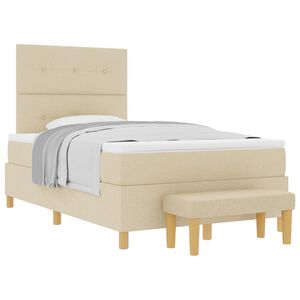vidaXL Cama tipo Box Spring con colch&oacute;n Crema 120 x 190 cm tela