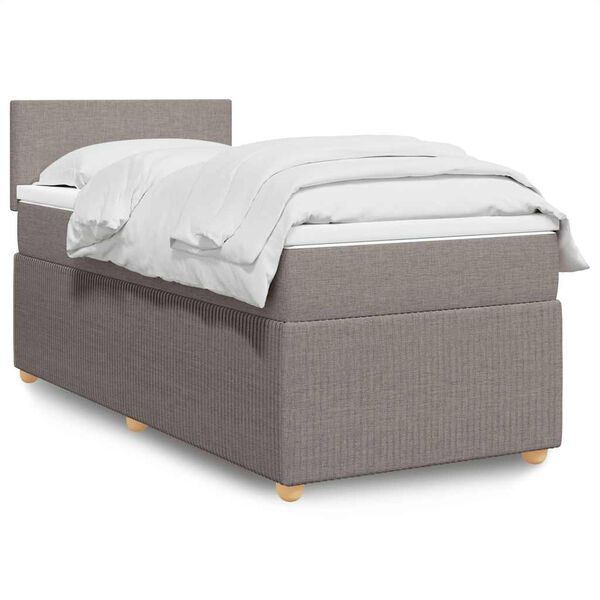 vidaXL Cama box spring con colch&oacute;n tela gris taupe 90x200 cm