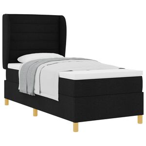 vidaXL Cama con Somier y Colch&oacute;n Gris Oscuro 90x190 cm de Tela Negro