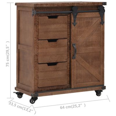 vidaXL Mueble de almacenaje madera maciza abeto marrón 64x33,5x75 cm