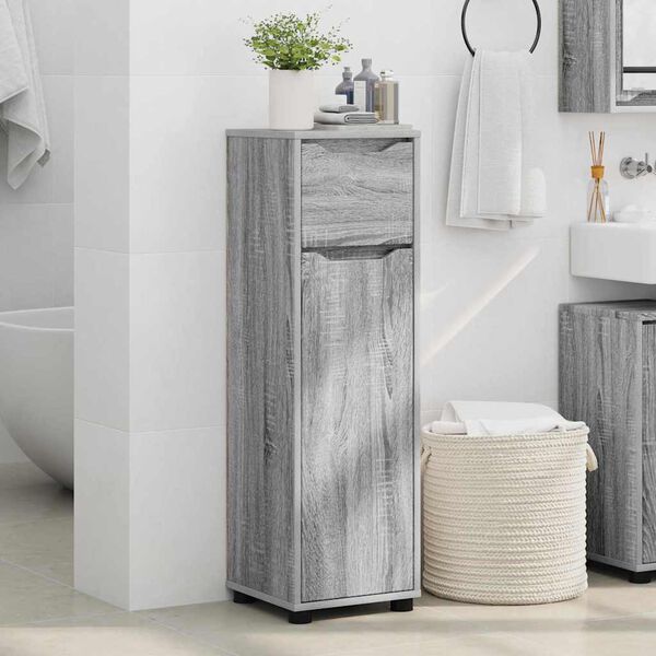 vidaXL Gabinete de Ba&ntilde;o con caj&oacute;n Gris Sonoma 30,5 x 30 x 101 cm