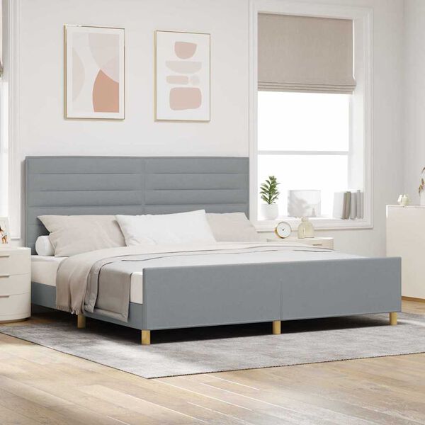 vidaXL Estructura de cama con cabecera Gris claro 200 x 200 cm tela