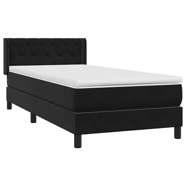 vidaXL Cama box spring con colch&oacute;n cuero sint&eacute;tico negro 80x220 cm