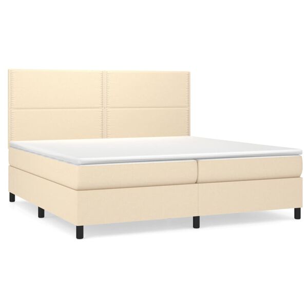 vidaXL Cama box spring con colch&oacute;n tela color crema 200x200 cm