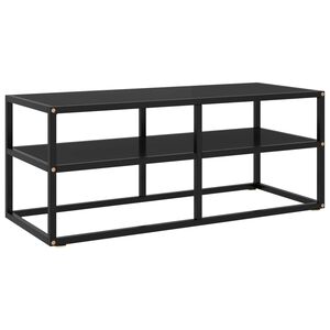 vidaXL Mueble para TV negro con vidrio negro 100x40x40 cm