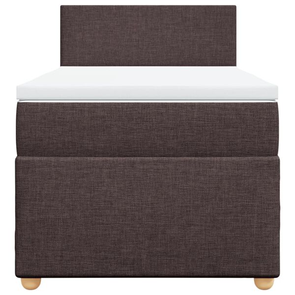 vidaXL Cama box spring con colch&oacute;n tela marr&oacute;n oscuro 90x200 cm