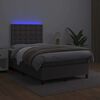 vidaXL Cama box spring con colch&oacute;n LED cuero sint&eacute;tico gris 120x190 cm