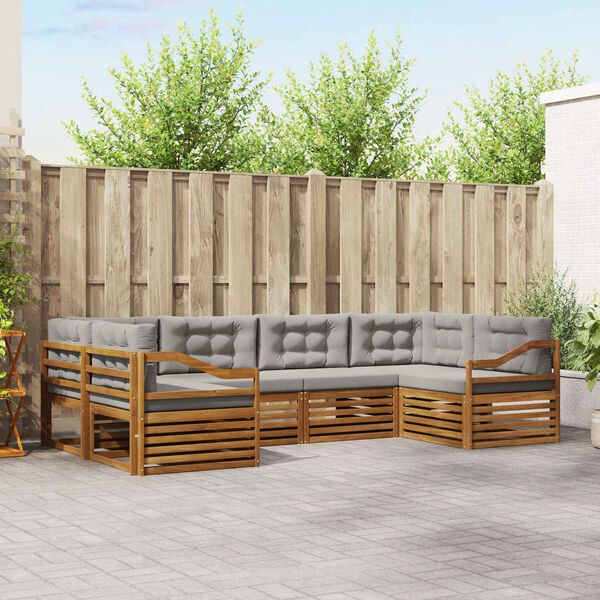 vidaXL Juegos de sof&aacute;s con coj&iacute;n 6 pcs Gris Natural y Claro