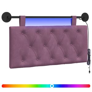 vidaXL Cabecero colgante Con luz LED Morado Terciopelo