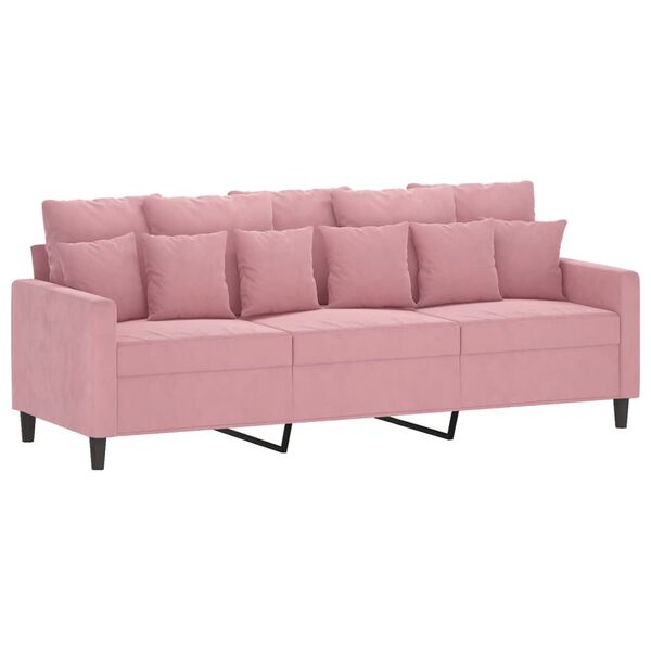 vidaXL Sof&aacute; de 3 plazas terciopelo rosa 180 cm
