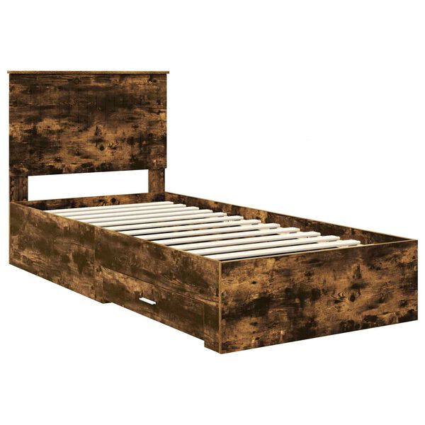 vidaXL Estructura de cama con cabecera Roble ahumado 90 x 190 cm