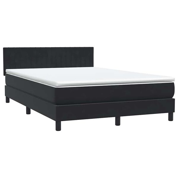 vidaXL Cama box spring con colch&oacute;n terciopelo negro 160x210 cm