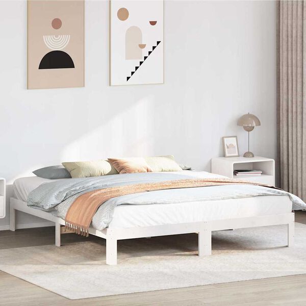 vidaXL Estructura de cama sin colch&oacute;n madera maciza de pino 160x200 cm