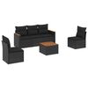 vidaXL Set de sof&aacute;s de jard&iacute;n 6 piezas y cojines rat&aacute;n sint&eacute;tico negro