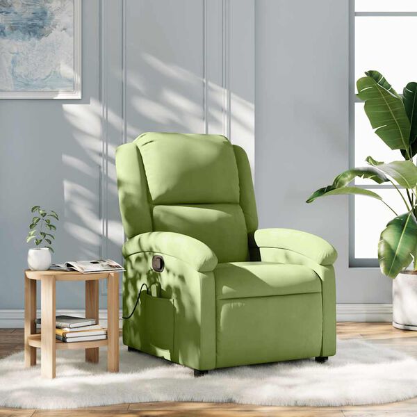 vidaXL Sill&oacute;n de masaje reclinable de terciopelo verde claro
