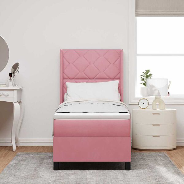 vidaXL Cama tipo Box Spring con colch&oacute;n Rosa 80 x 200 cm Terciopelo